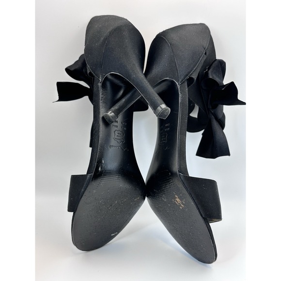 Women's Black High Heel Sandals with Bow Ankle Strap – Elegant Dress Shoes - Picture 10 of 11